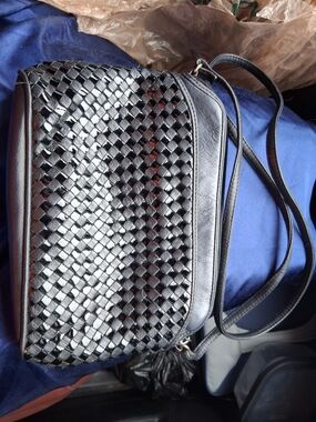 Woven Crossbody Shoulder Bag - Black